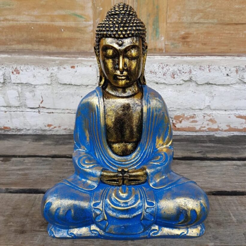 Bali Buddha antique sitting buddha blue black portrait decor