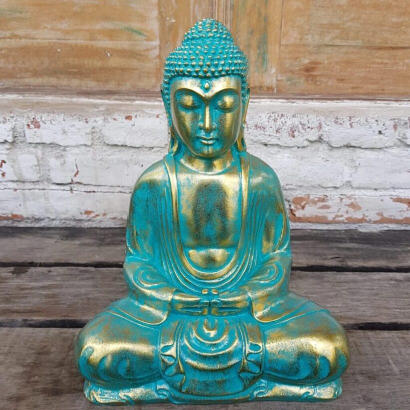 Bali Buddha antique sitting buddha green gold