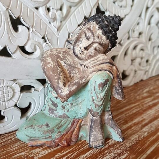 Antique Wooden Resting bali buddha exotic
