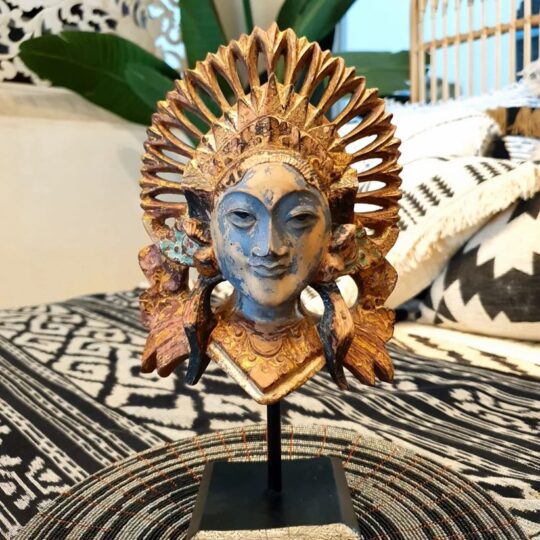 Bali Buddha Authentic tropical Balinese carved Wooden Mask home decor 1