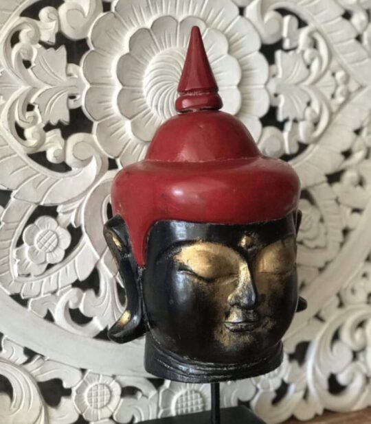 Balinese Wooden Buddha Head with Stand bali buddha homewares
