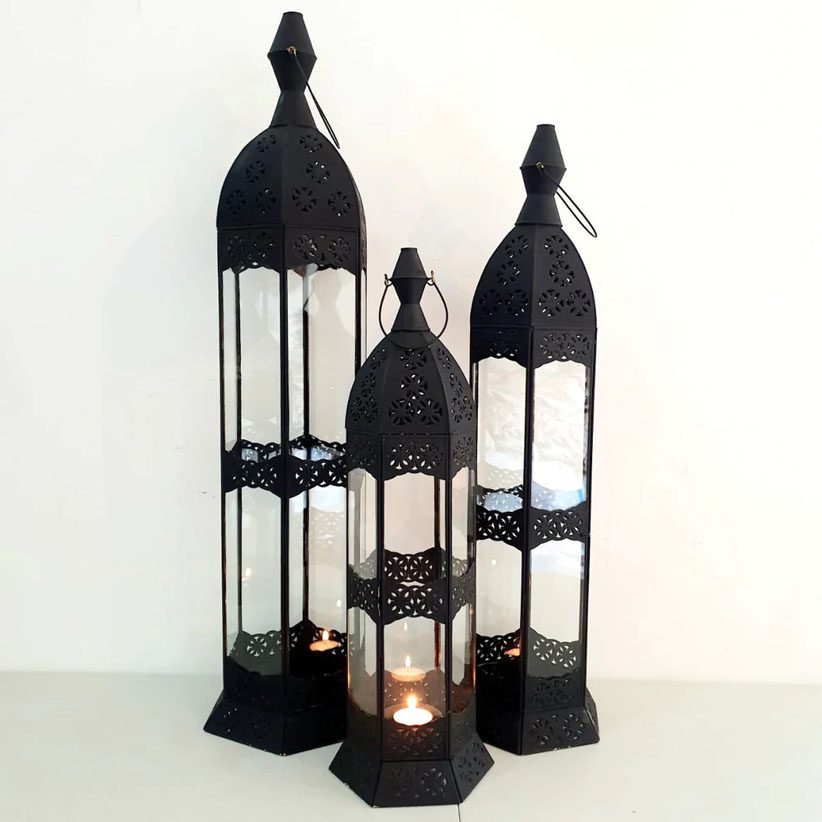 Black Tall Brass Lantern bali buddha decor