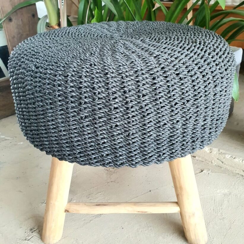 Grey Raffia Stool bali buddha Products