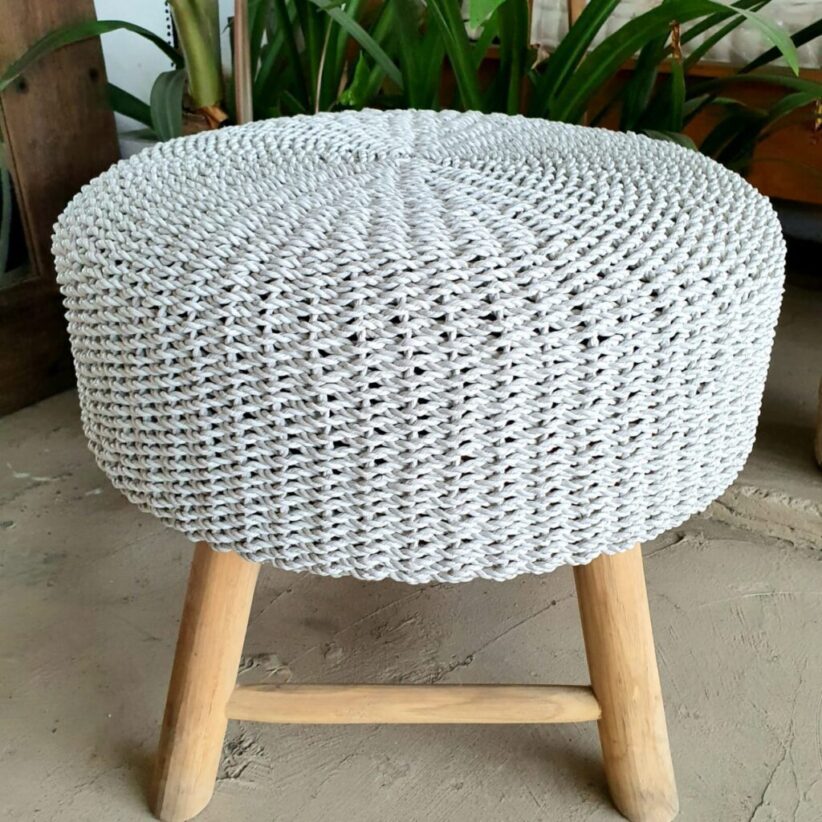 Grey Raffia Stool bali buddha homewares