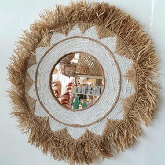Large Traditional Rounded Straw Mirror bali buddha online shop