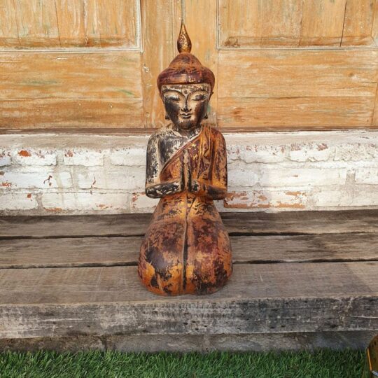 Large Traditional Wooden Kneeling Buddha Head bali buddha Products