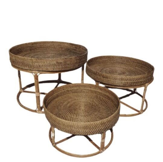 Small Rattan Tabletop Table bali buddha decor