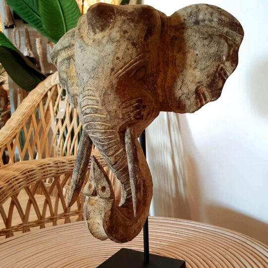 Wooden Traditional Carved Elephant Statue Bali Buddha decor